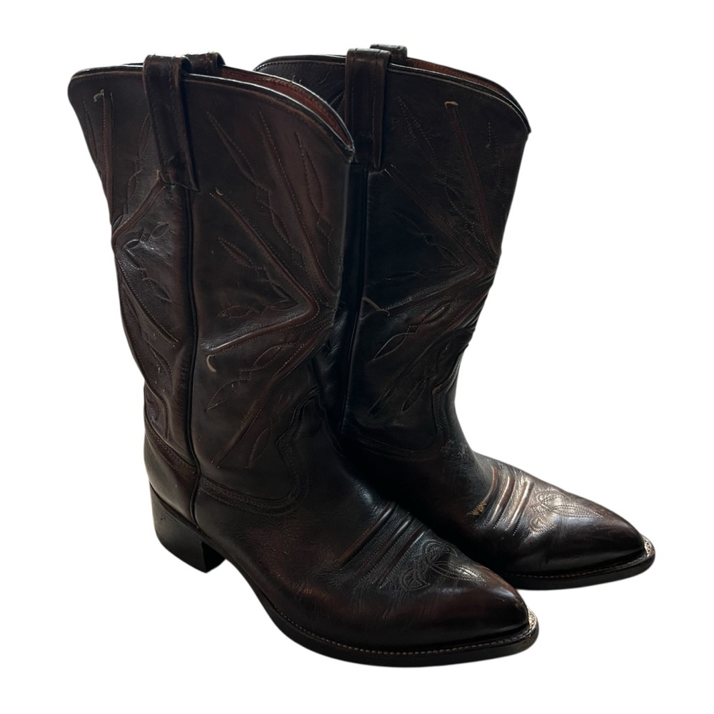 Acme Men’s Leather Vintage  Brown Cowboy Western Boots with Classic Design 10